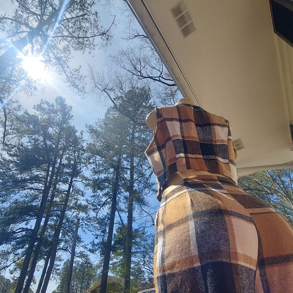 2 Piece Coffee Brown Plaid Cropped Trouser Pants & Vest Matching Set - Picture 8 of 16